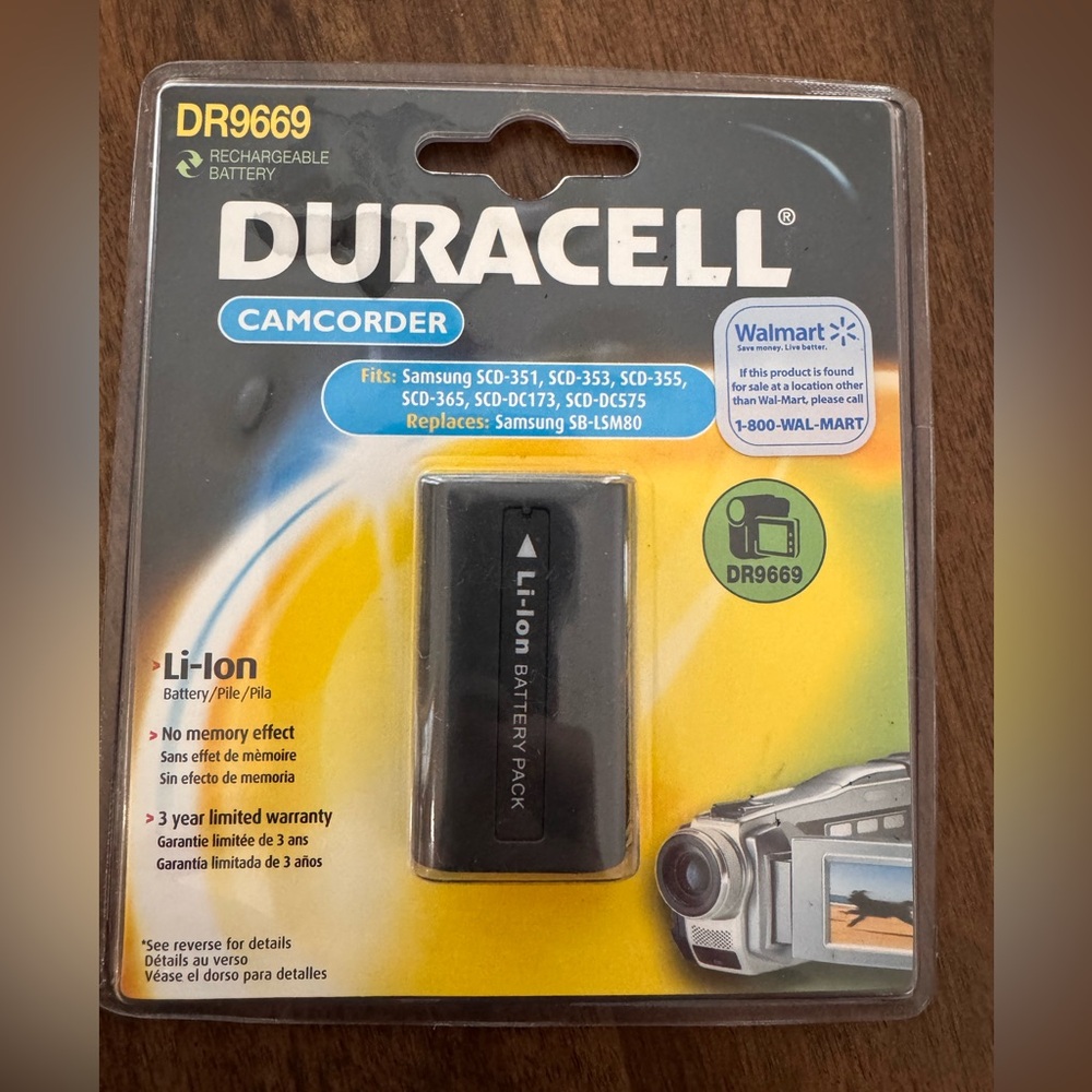 Samsung Li-lon Duracell Camcorder Rechargeable Battery Pack (New Sealed) DR9669